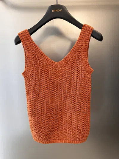 Shop Max Mara Maxmara Arrigo Crochet Knit Top Orange