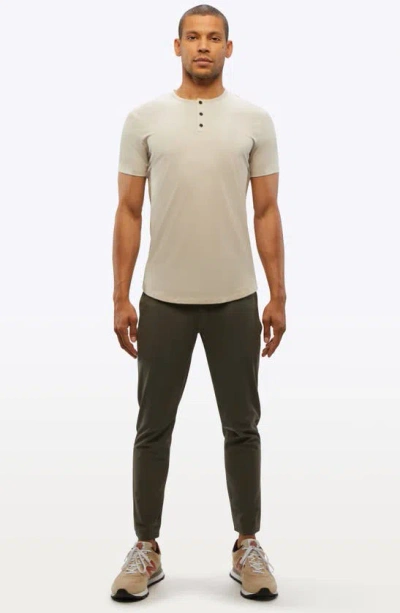 Shop Cuts Ao Curved Hem Short Sleeve Henley In Sand Dune