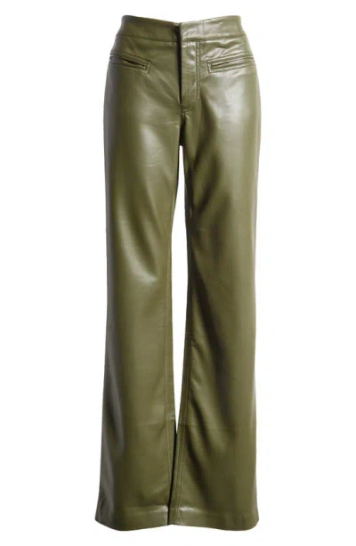 Shop Mistress Rocks Faux Leather Flare Pants In Olive