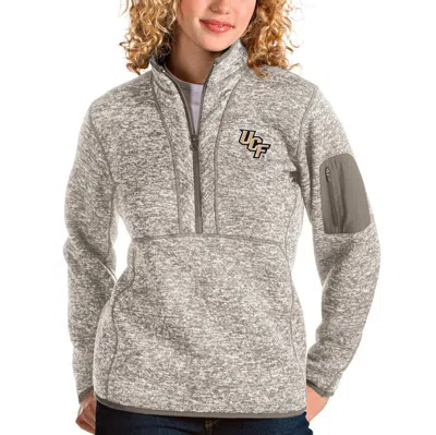 Shop Antigua Oatmeal Ucf Knights Fortune Half-zip Pullover Sweater