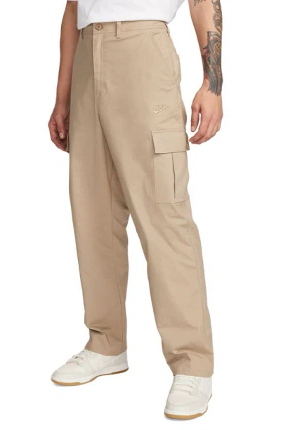 Shop Nike Club Stretch Cotton Cargo Pants In Khaki/ Khaki