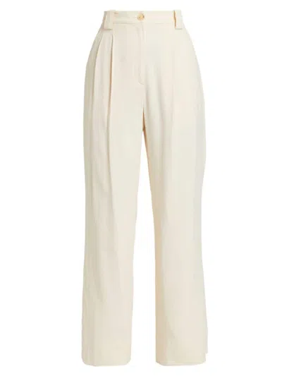 Shop A.l.c Women's Tommy Ii Linen-blend Pleated Pants In Bone