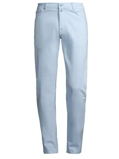 Shop Kiton Men's Stretch Cotton Mid-rise Straight-leg Pants In Celestial Blue