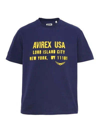 Shop Avirex Men's Aviator Cotton T-shirt In Varsity Blue