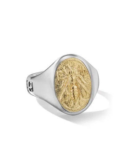 Shop David Yurman Men's Petrvs Bee Signet Ring In Sterling Silver