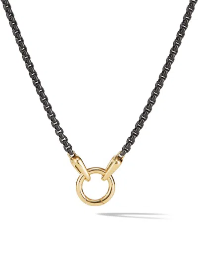 Shop David Yurman Men's Smooth Amulet Box Chain Necklace In Stainless Steel In Gold