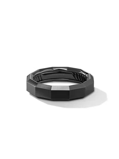 Shop David Yurman Men's Faceted Band Ring In Black Titanium, 6mm