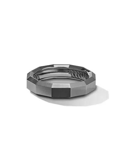 Shop David Yurman Men's Faceted Band Ring In Grey Titanium