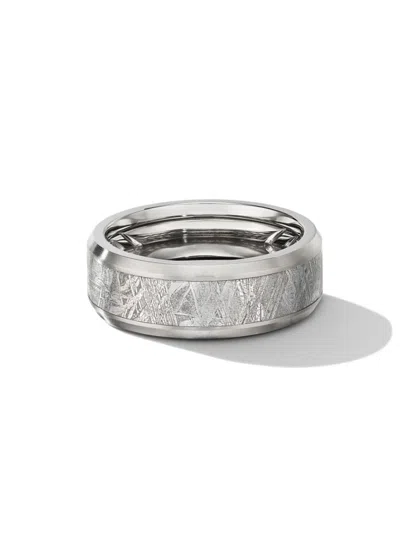Shop David Yurman Men's Beveled Band Ring In Grey Titanium In Meteorite