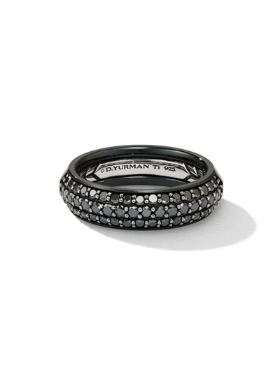 Shop David Yurman Men's Beveled Band Ring In Black Titanium In Black Diamond