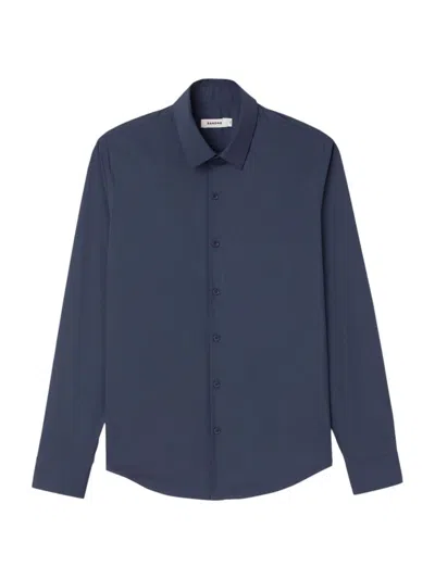 Shop Sandro Men's Fitted Stretch Cotton Shirt In Bluish Grey