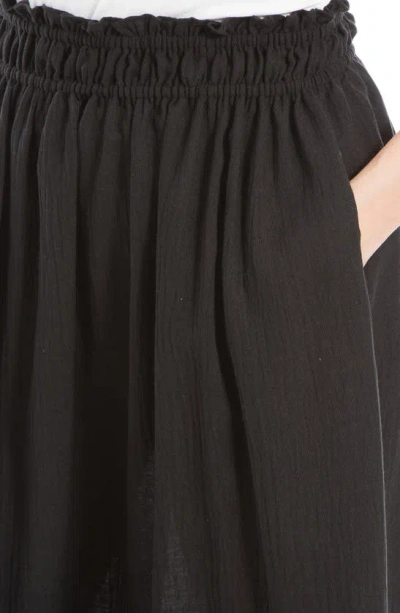 Shop Max Studio Smocked Waist Gauze Midi Skirt In Black