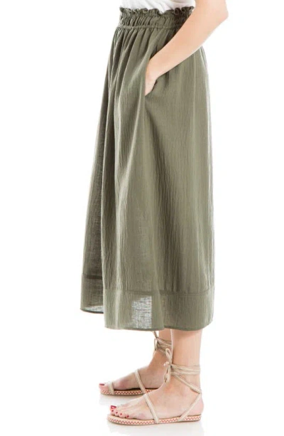 Shop Max Studio Smocked Waist Gauze Midi Skirt In Olive