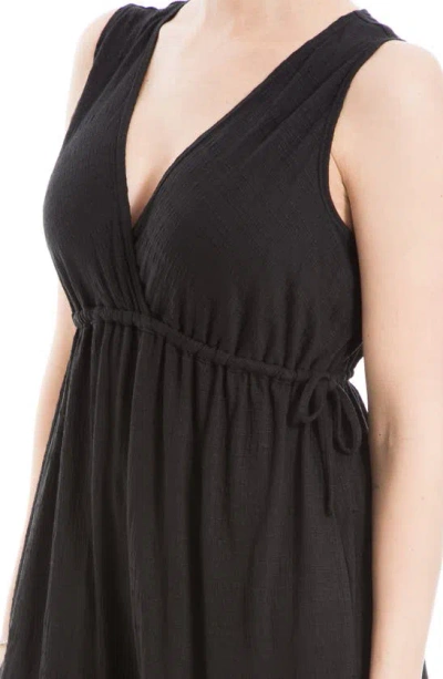 Shop Max Studio V-neck Tiered Minidress In Black-black