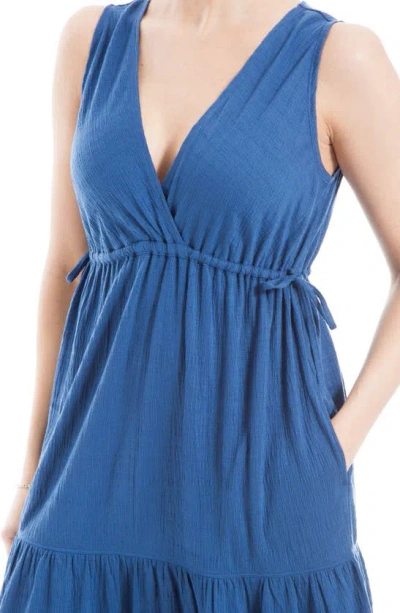 Max Studio V-neck Tiered Minidress In Cobalt-cobalt