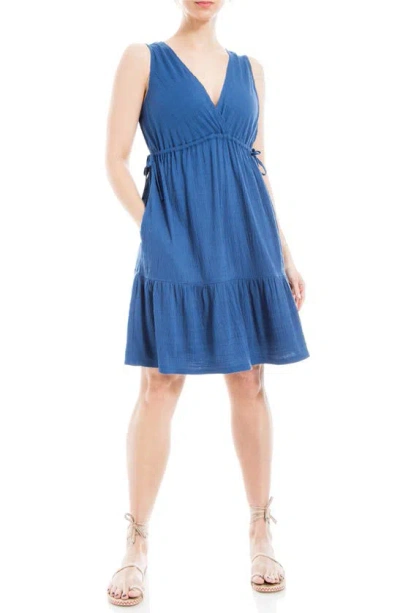 Max Studio V-neck Tiered Minidress In Cobalt-cobalt
