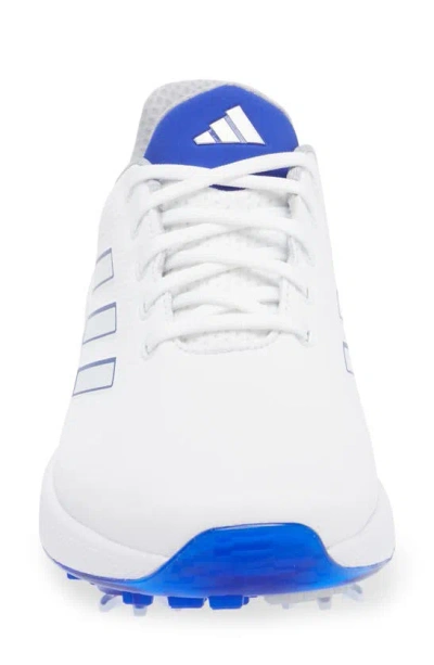 Shop Adidas Golf Zg23 Golf Shoe In White/ Lucid Blue/ Silver Met