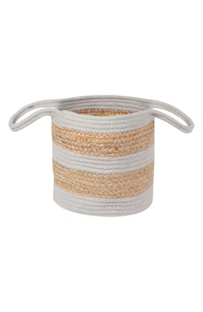 Shop Now Designs Round Stripe Dove Gray Jute Basket