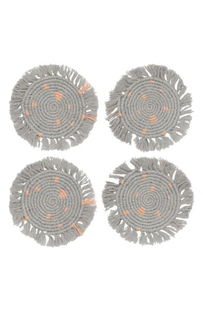 Shop Now Designs Macramé Set Of 4 Coasters In Dove Gray