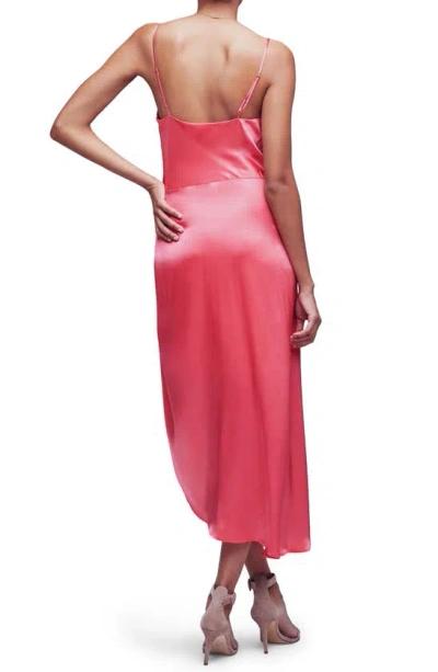 Shop L Agence L'agence Rose Silk Faux Wrap Slipdress In Coral Rose