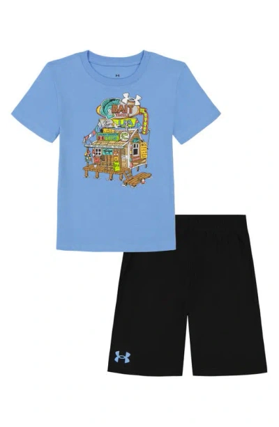 Shop Under Armour Kids' Bait Shop Core T-shirt & Shorts Set In Carolina Blue
