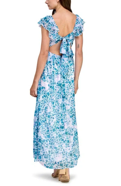 Shop Koko + Mason Ruffle Maxi Dress In Blue Print