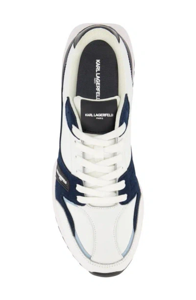 Shop Karl Lagerfeld Paris Leather Runner Sneaker In White Navy