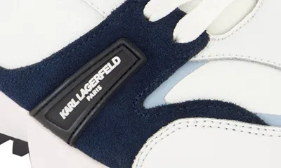 Shop Karl Lagerfeld Paris Leather Runner Sneaker In White Navy