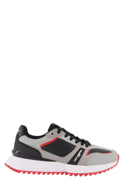 Shop Karl Lagerfeld Paris Leather Runner Sneaker In Grey Black Red