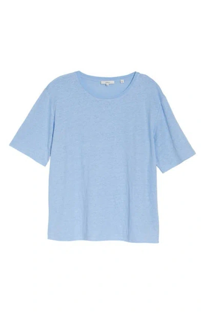 Shop Vince Relaxed Linen Crewneck T-shirt In Light Cerulean