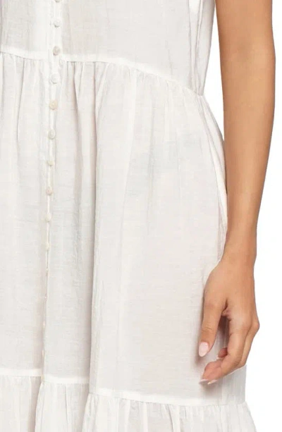 Shop Know One Cares Button Tiered Maxi Dress In White