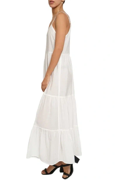 Shop Know One Cares Button Tiered Maxi Dress In White