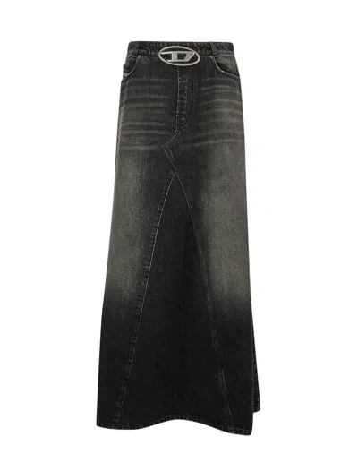 Shop Diesel Skirts In Black/denim