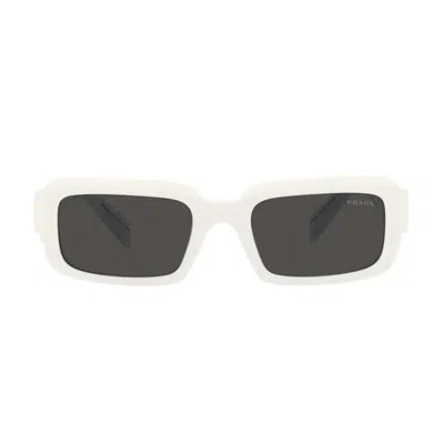 Shop Prada Eyewear Rectangular Frame Sunglasses In White