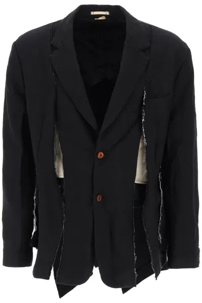 Shop Comme Des Garçons Homme Deux Comme Des Garçons Homme Plus Destroyed Effect Single Breasted Jacket In Black