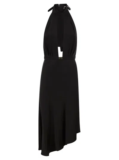 Shop Elisabetta Franchi Sleeveless Asymmetric Midi Dress In Black