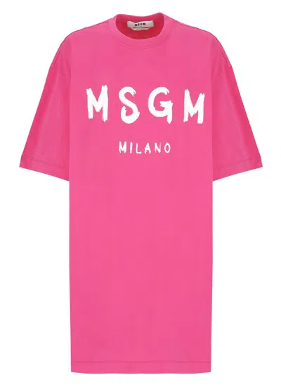 Shop Msgm Logo Printed T In Pink