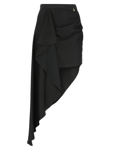 Shop Elisabetta Franchi Draped Mini Skirt In Black