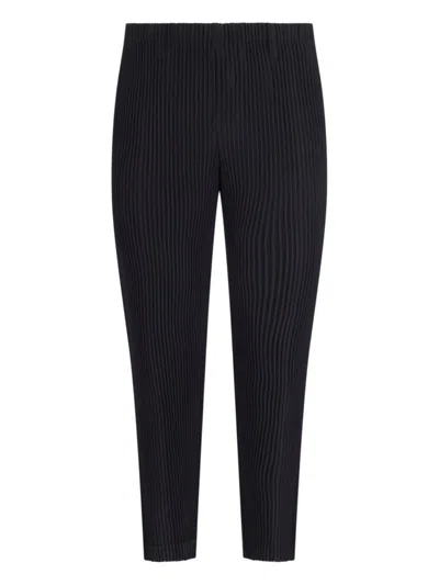 Shop Issey Miyake Homme Plissé  Pleated Tailored Trousers In Black
