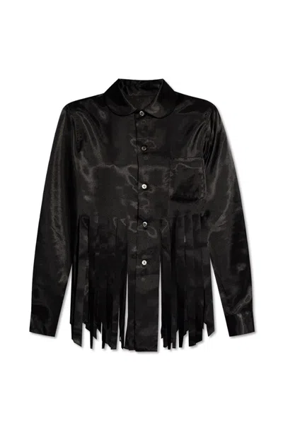 Shop Comme Des Garçons Comme Des Garçons Fringed Satin Shirt In Black