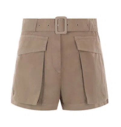 Shop Dries Van Noten Belted High Waist Shorts In Beige