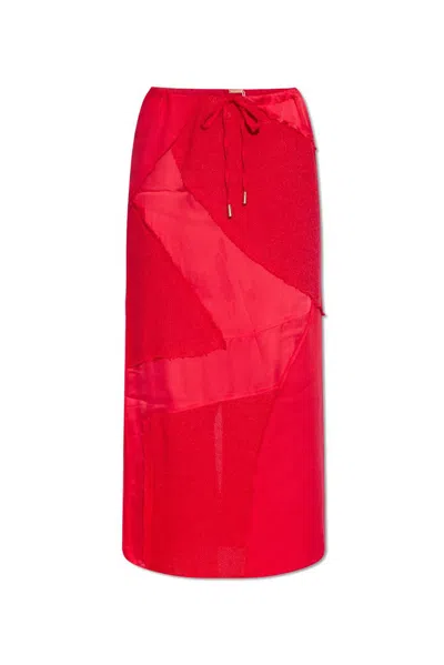 Shop Cult Gaia Via Patchwork Drawstring Midi Skirt In Red