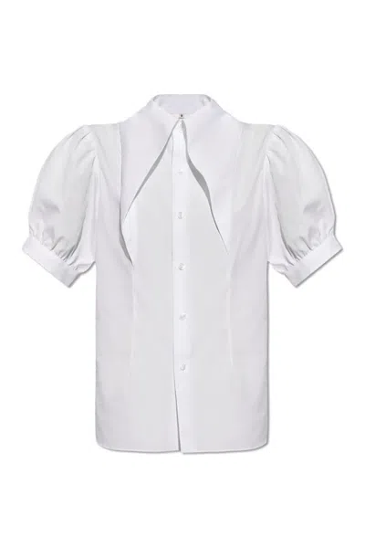 Shop Noir Kei Ninomiya Balloon Buttoned Sleeved Shirt In White