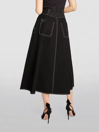 Shop Max Mara Maxmara Cotton-linen Yamato Skirt Black