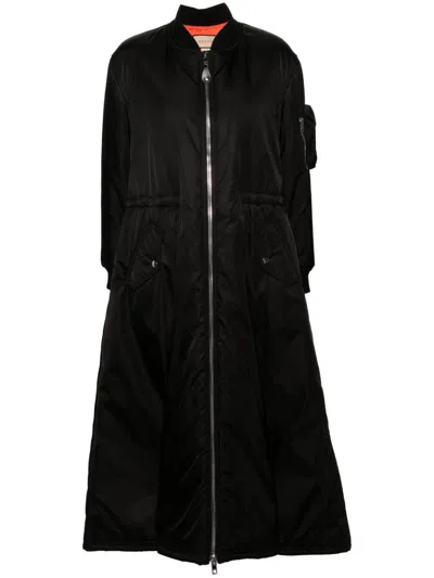 Shop Gucci Black Padded Gabardine Coat