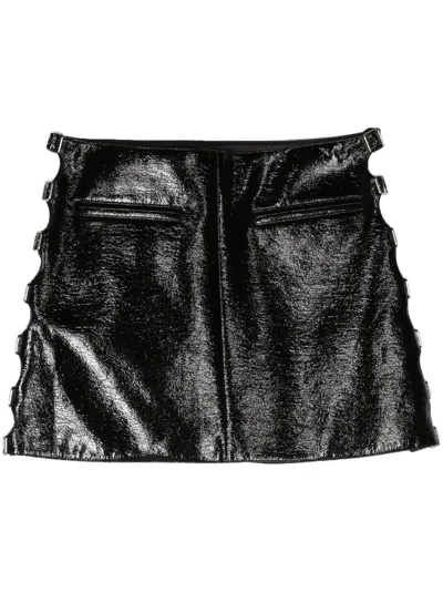 Shop Courrèges Black Multi Sangle Vinyl Mini Skirt