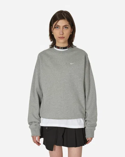 Shop Nike Solo Swoosh Crewneck Sweatshirt Dark Grey Heather / White In Multicolor