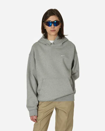 Shop Nike Solo Swoosh Thermo Fleece Hooded Sweatshirt Dark Grey Heather In Multicolor