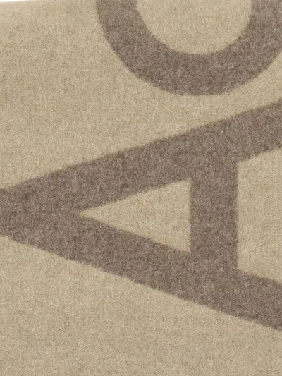 Shop Acne Studios Logo Wool Scarf In Camel