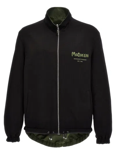 Alexander Mcqueen Graffiti Reversible Jacket In Green